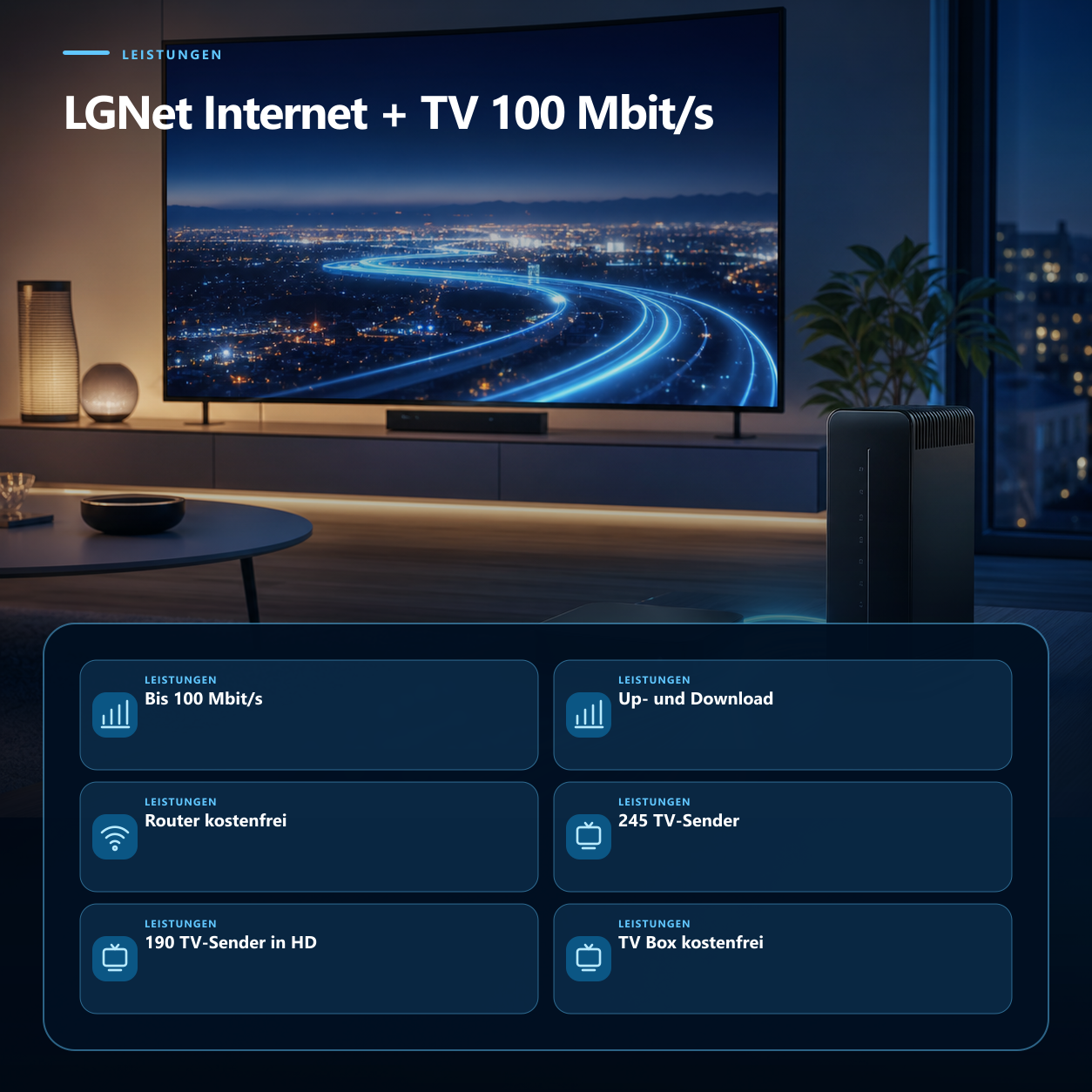 LGnet 100Mbit/s + TV 245 Channels